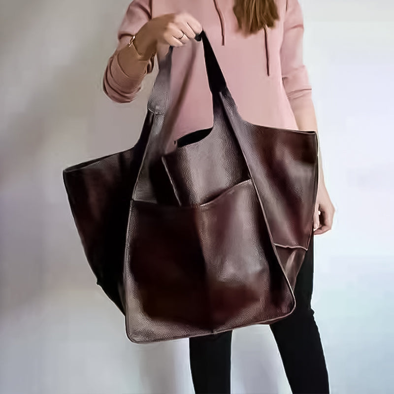 Damen-Schultertache – Oversize-Design, Vintage-Stil und Qualitätsleder