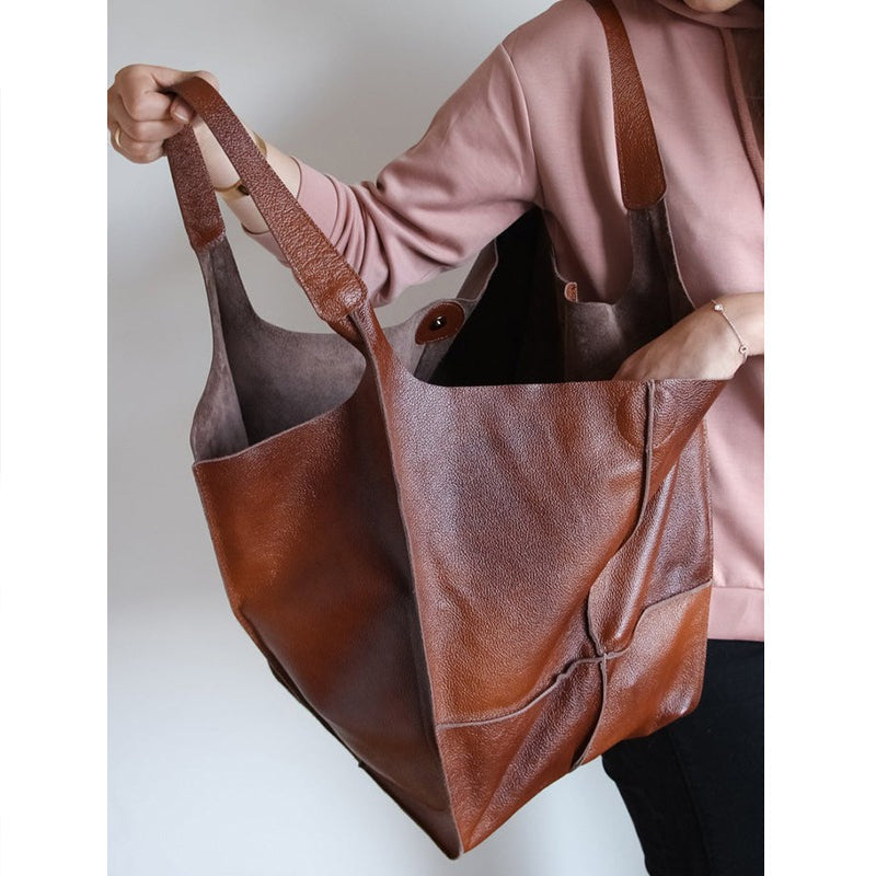 Damen-Schultertache – Oversize-Design, Vintage-Stil und Qualitätsleder