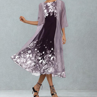 Damen A-Linien-Midirut mit Blumenmuster