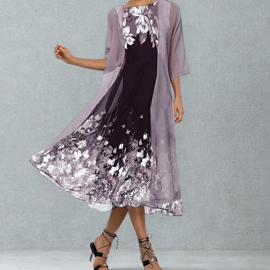 Damen A-Linien-Midirut mit Blumenmuster