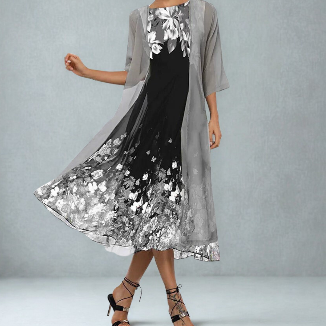 Damen A-Linien-Midirut mit Blumenmuster