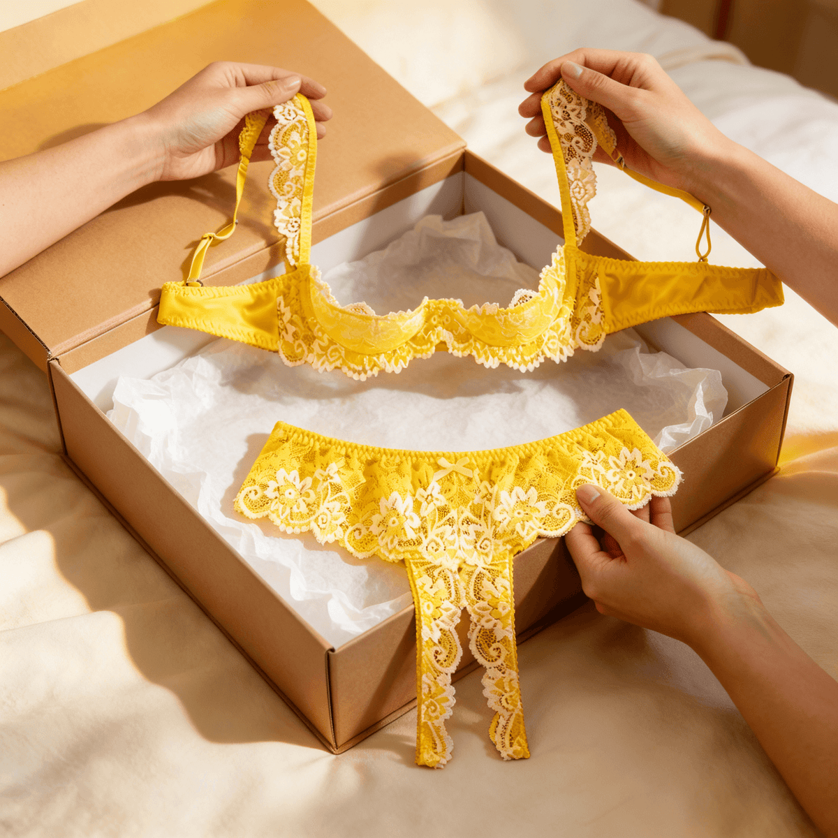 Damen Spitzen-BH- und Höschen-Set mit Blumenmuster