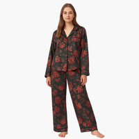 Damen-Pyjamaset mit Blumenmuster, Hemd und Hose