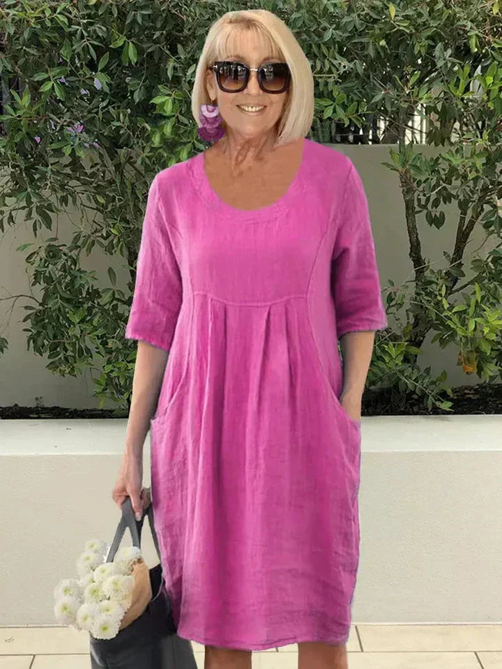 Damen Midi-Kleid in A-Linie mit Taschen