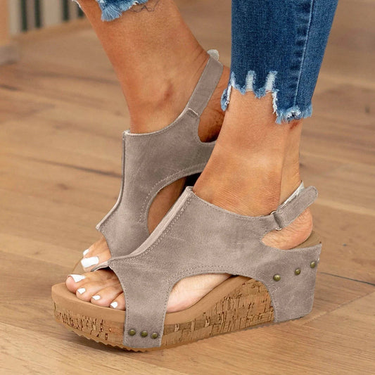 Damen Keilsandalen mit offener Spitze