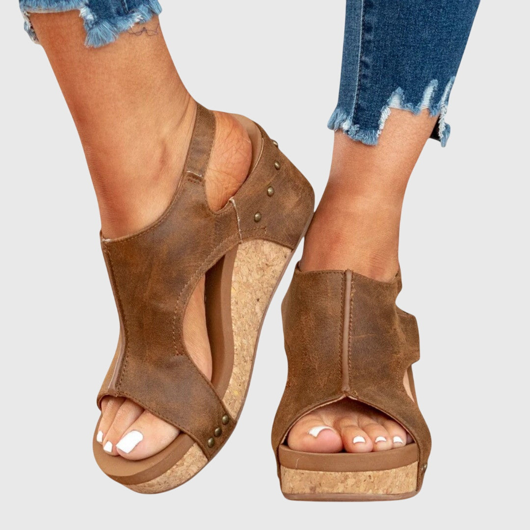 Damen Keilsandalen mit offener Spitze