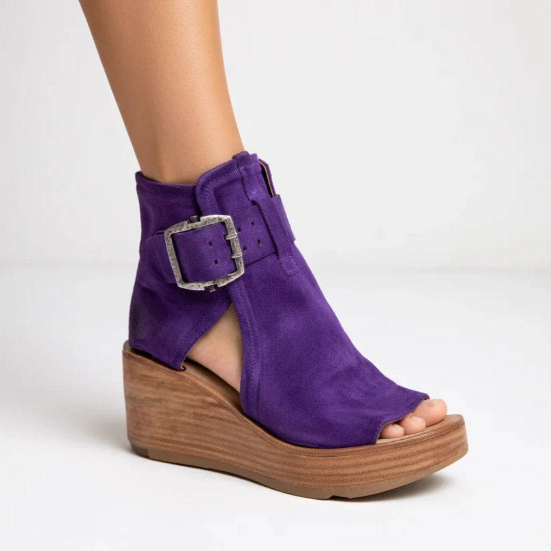 Offene Keilabsatz-Stiefeletten