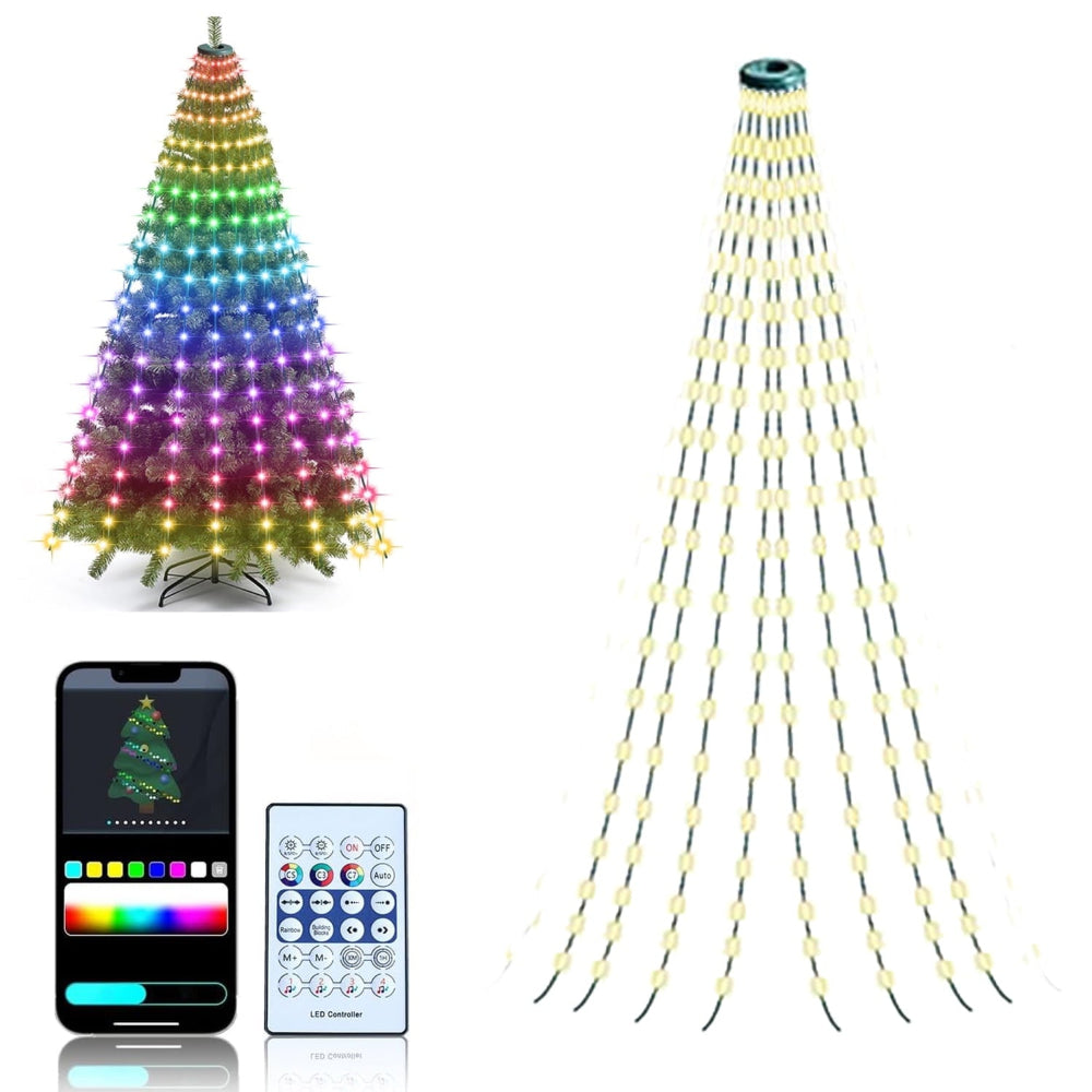 Smarte Outdoor-LED-Christbaumbeleuchtung und Weihnachtsdekoration für aussen