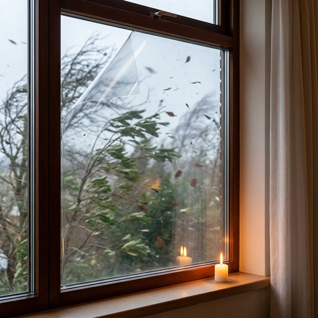 Selbstklebende Fenster-Wärmedämmfolie – Transparent und winddicht