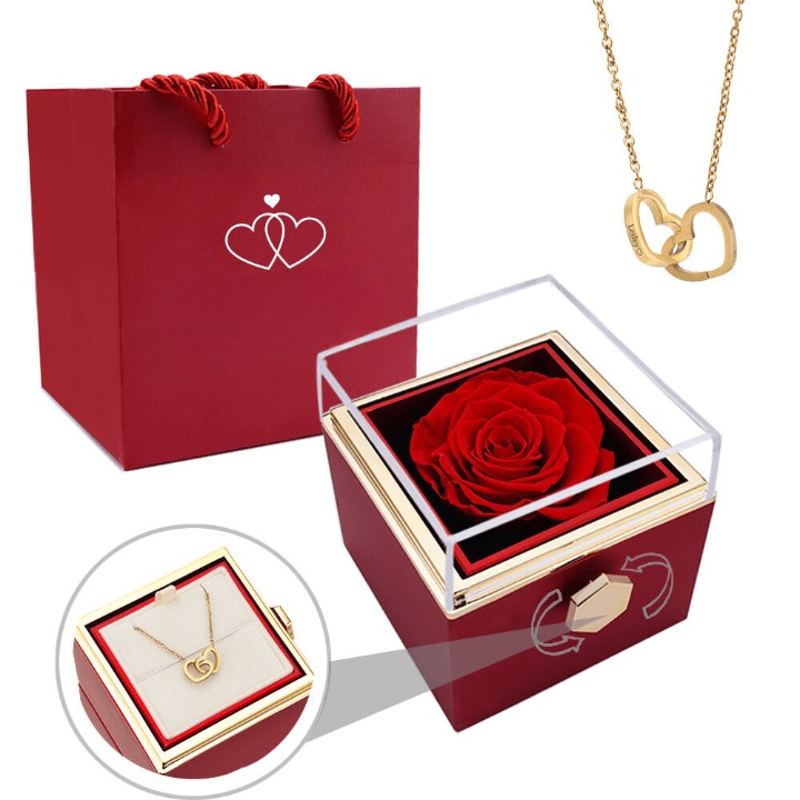Ewige Rose Box mit personalisierter Halskette für Frauen