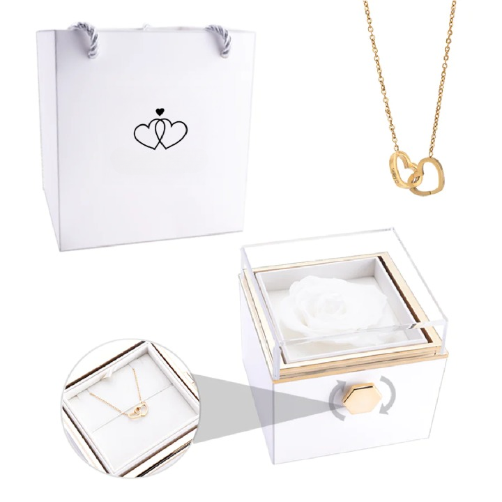 Ewige Rose Box mit personalisierter Halskette für Frauen