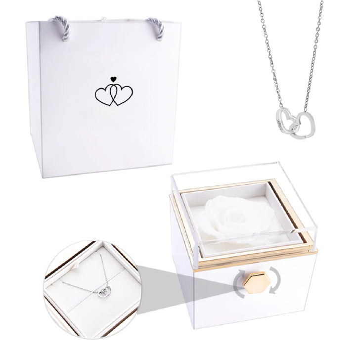Ewige Rose Box mit personalisierter Halskette für Frauen