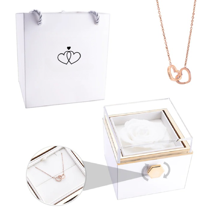 Ewige Rose Box mit personalisierter Halskette für Frauen