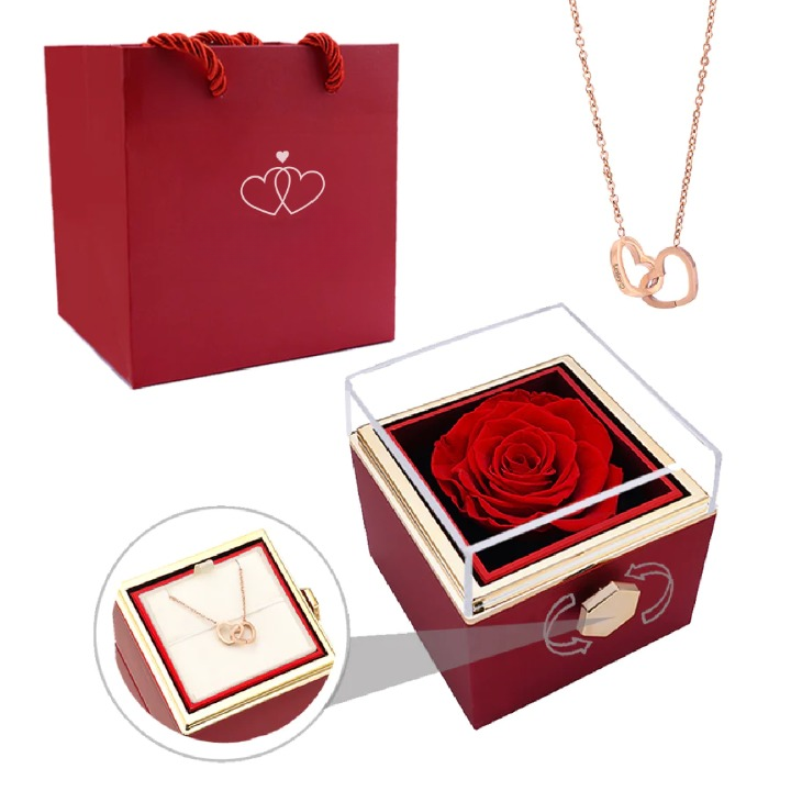 Ewige Rose Box mit personalisierter Halskette für Frauen