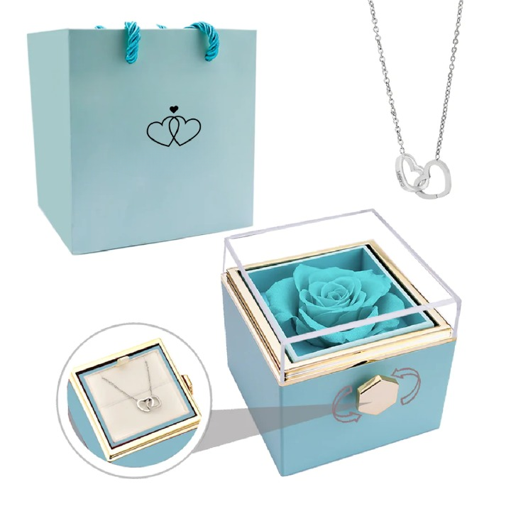 Ewige Rose Box mit personalisierter Halskette für Frauen