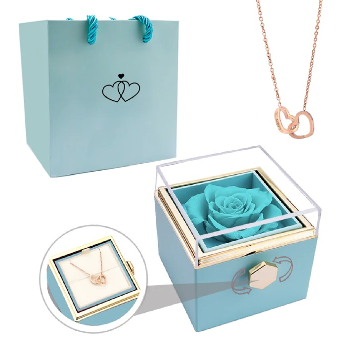 Ewige Rose Box mit personalisierter Halskette für Frauen