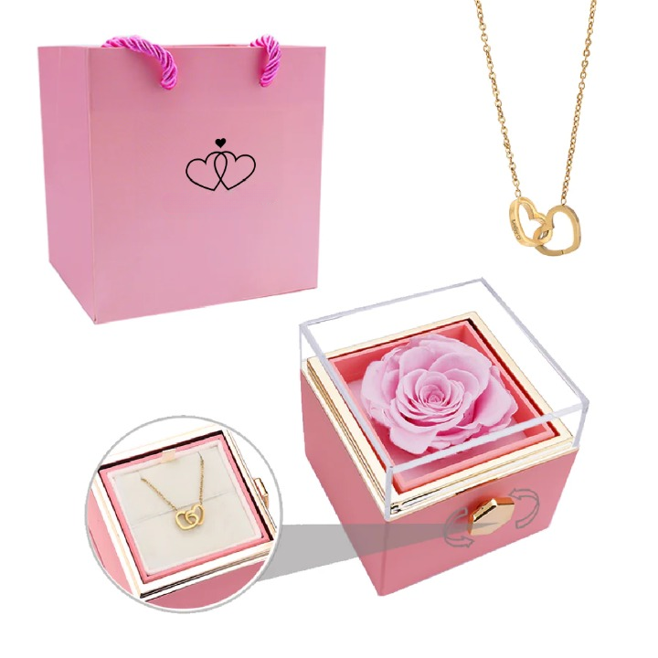 Ewige Rose Box mit personalisierter Halskette für Frauen