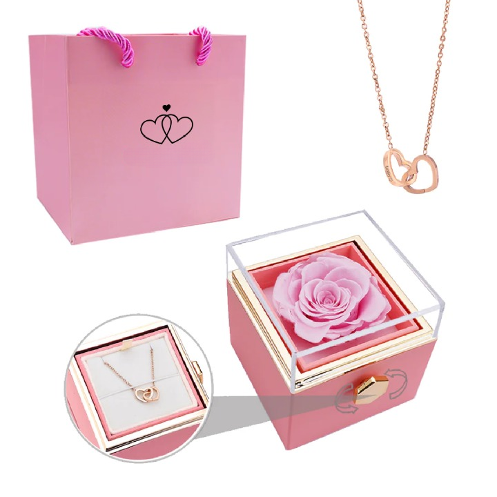 Ewige Rose Box mit personalisierter Halskette für Frauen