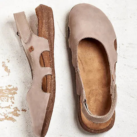 Orthopädische Damensandalen mit offener Spitze und Fersenriemen