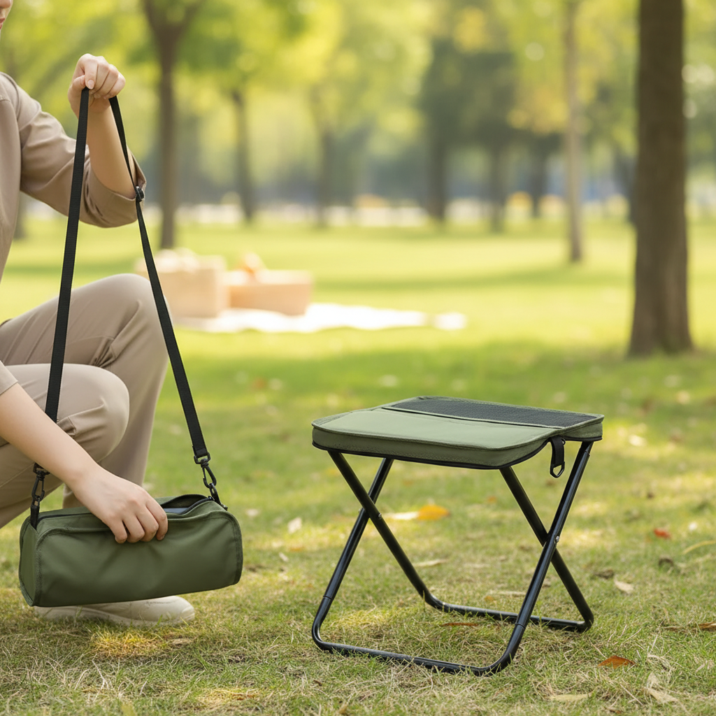Klappbarer dreibeiniger Campingstuhl