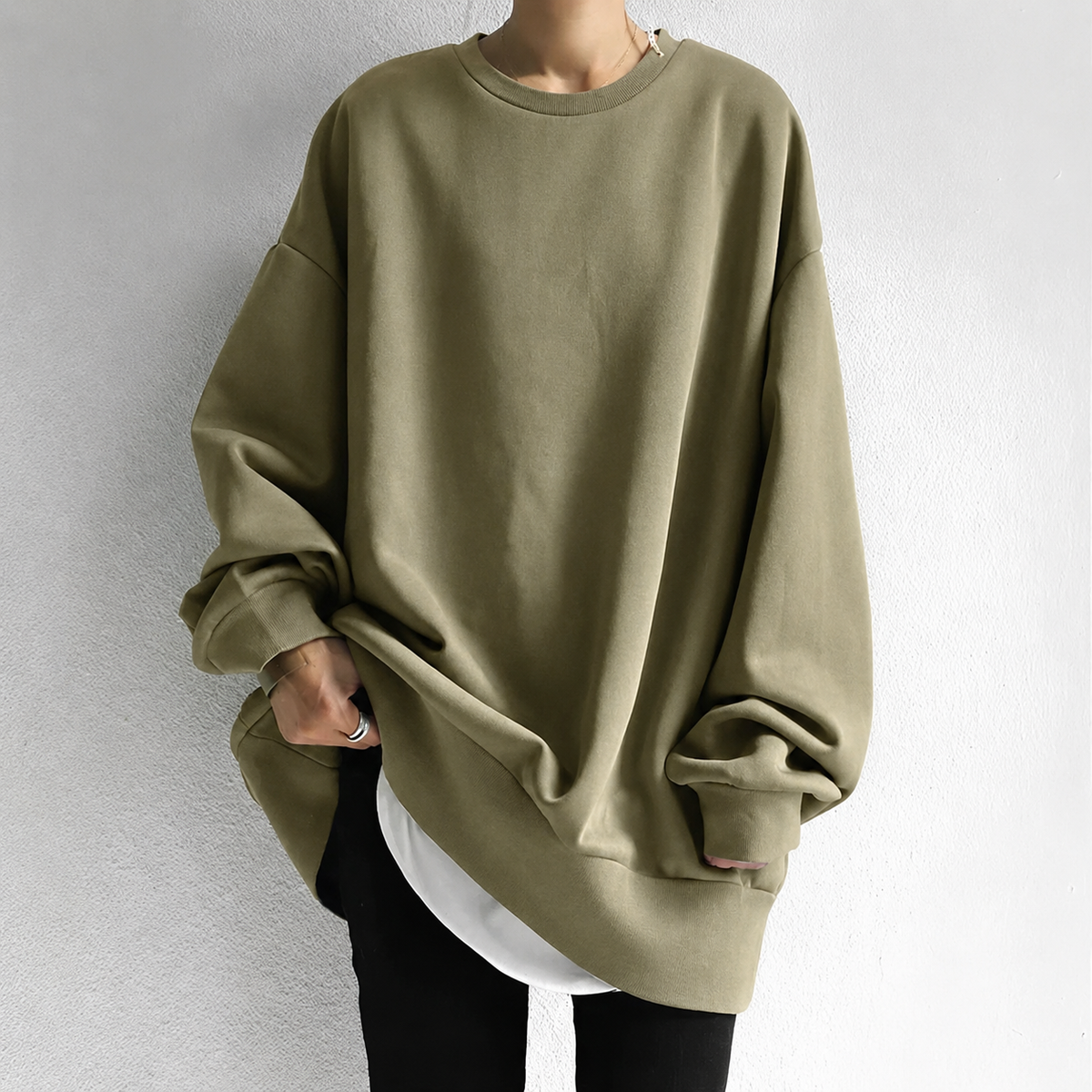 Oversized Damen-Tunikapullover