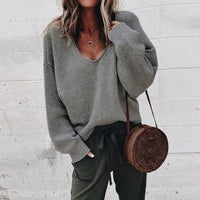 Oversized Damenpullover mit V-Ausschnitt