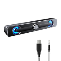 PC-Soundbar-Lautsprecher – USB-betrieben mit LED-Beleuchtung und 3,5-mm-Klinkenanschluss für Laptop und TV