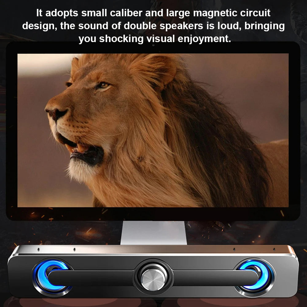 PC-Soundbar-Lautsprecher – USB-betrieben mit LED-Beleuchtung und 3,5-mm-Klinkenanschluss für Laptop und TV