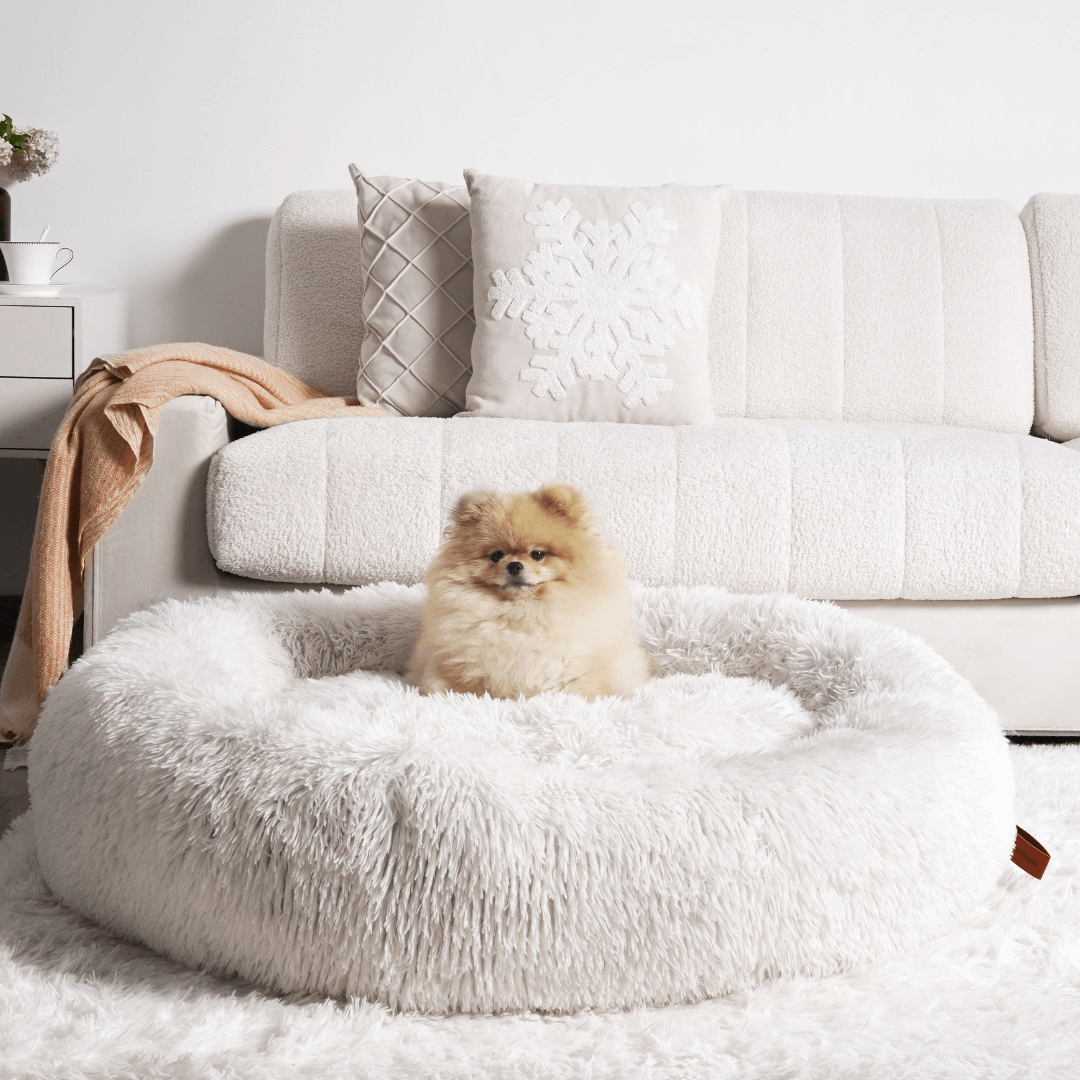 Flauschiges, angstlösendes Donut-Hundebett für alle Hunde