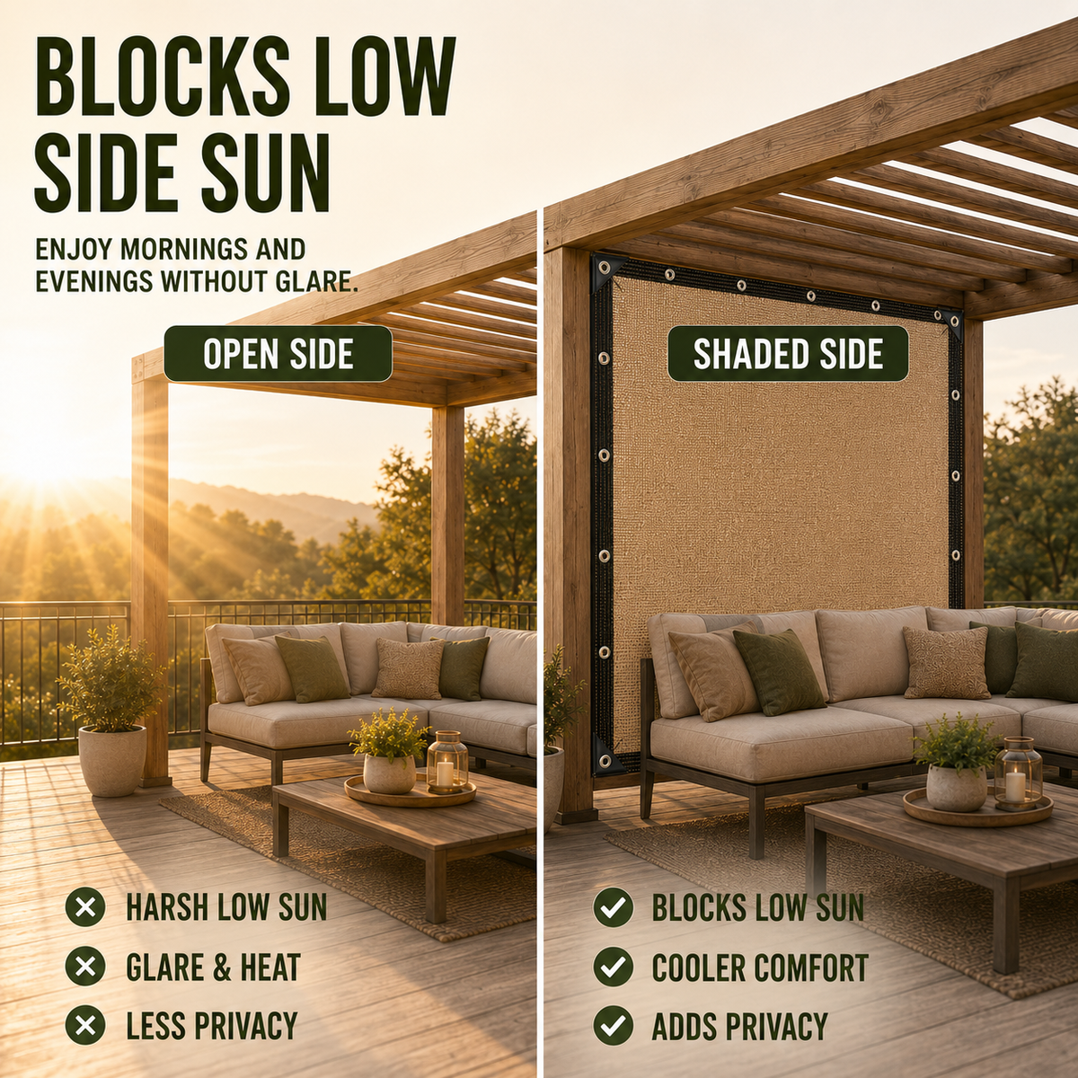 Pergola Seitenwand | Sonnen- und Windschutz Seitenwand für Gartenpavillons