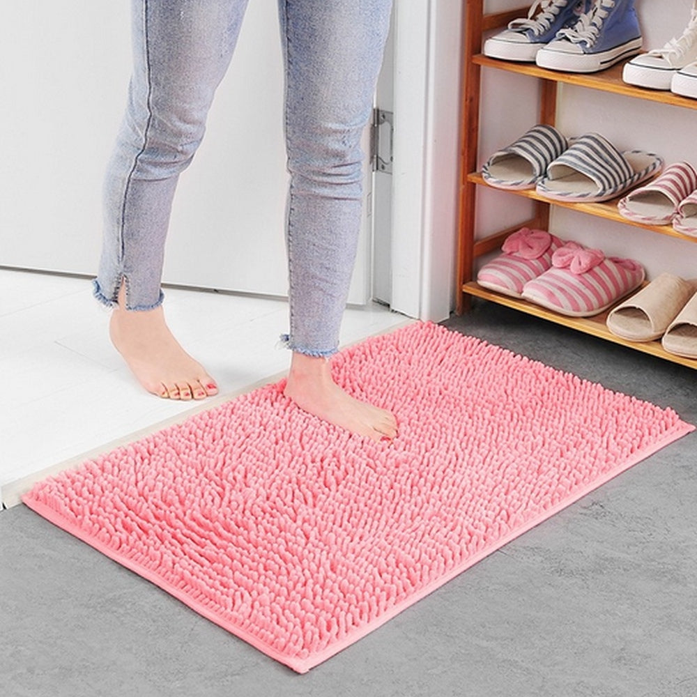 Plüsch-Chenille-Badematte - Teppich mit weicher Oberfläche - Saugfähig und rutschfest - Stilvolle Wohndekoration