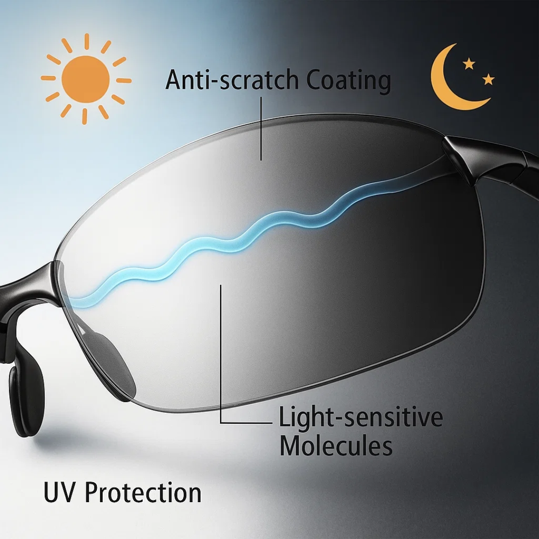 Polarisierte selbsttönende Sonnenbrille
