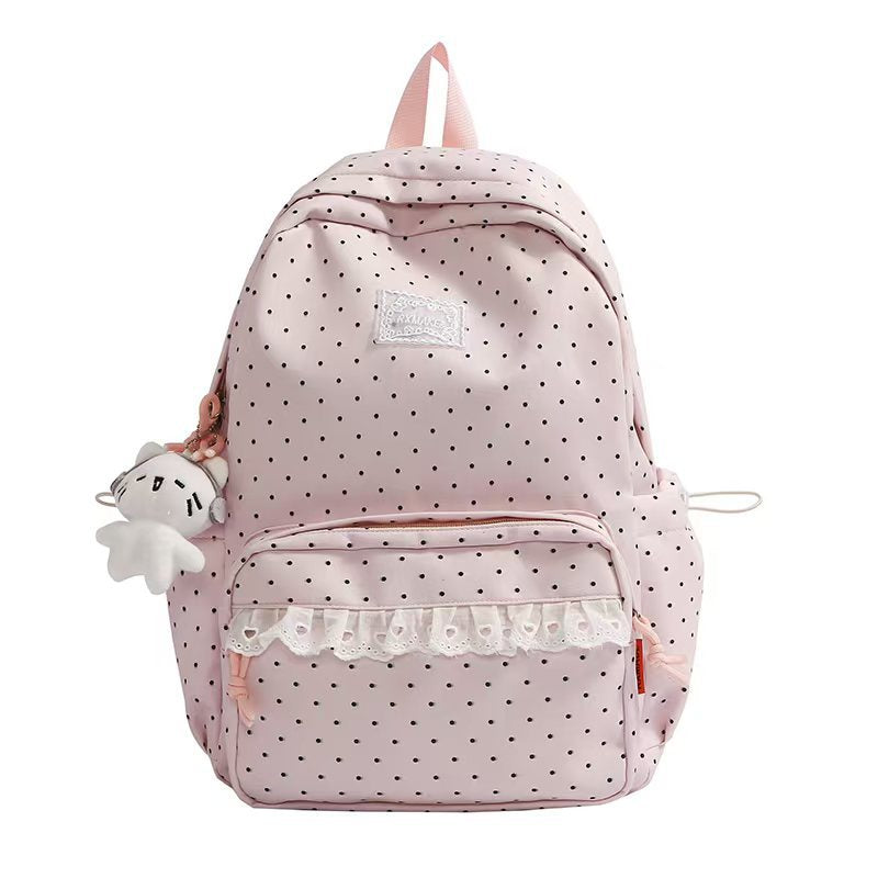 Gepunkteter Rucksack mit Rüschen