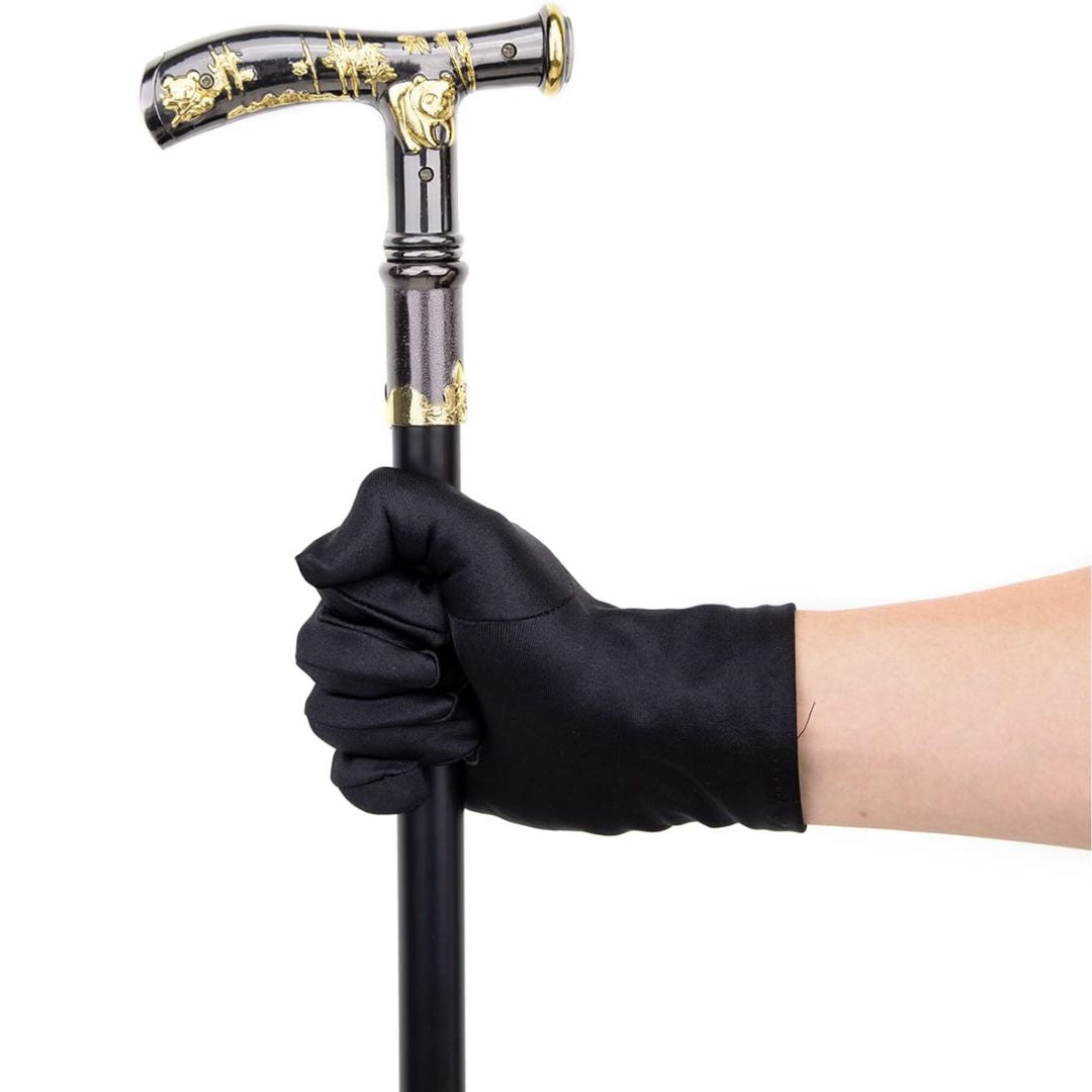 Premium orthopädischer Gehstock mit geschnitztem Griff und integriertem Kompass – elegant und langlebig