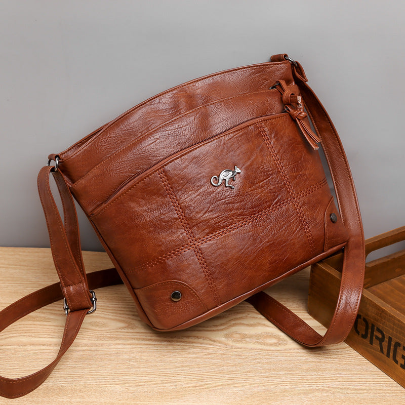 Weiche Damen-Messenger-Schultertasche mit mehreren Fächern