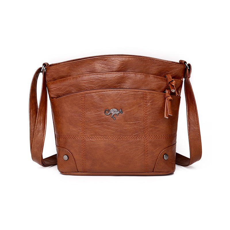 Weiche Damen-Messenger-Schultertasche mit mehreren Fächern