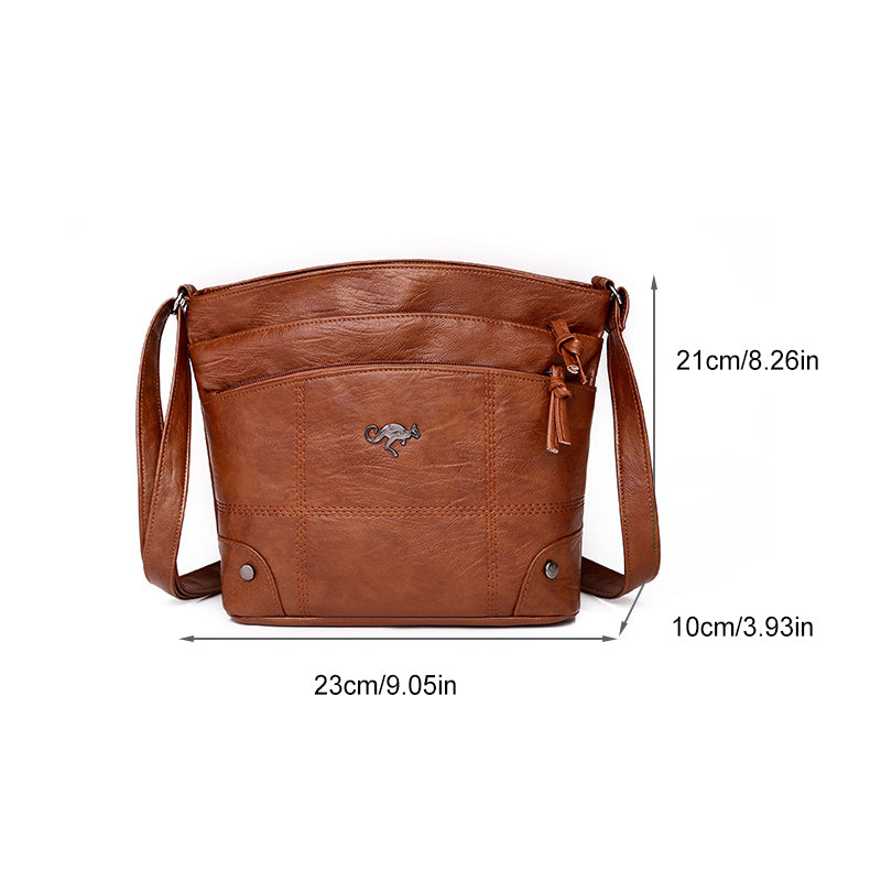 Weiche Damen-Messenger-Schultertasche mit mehreren Fächern