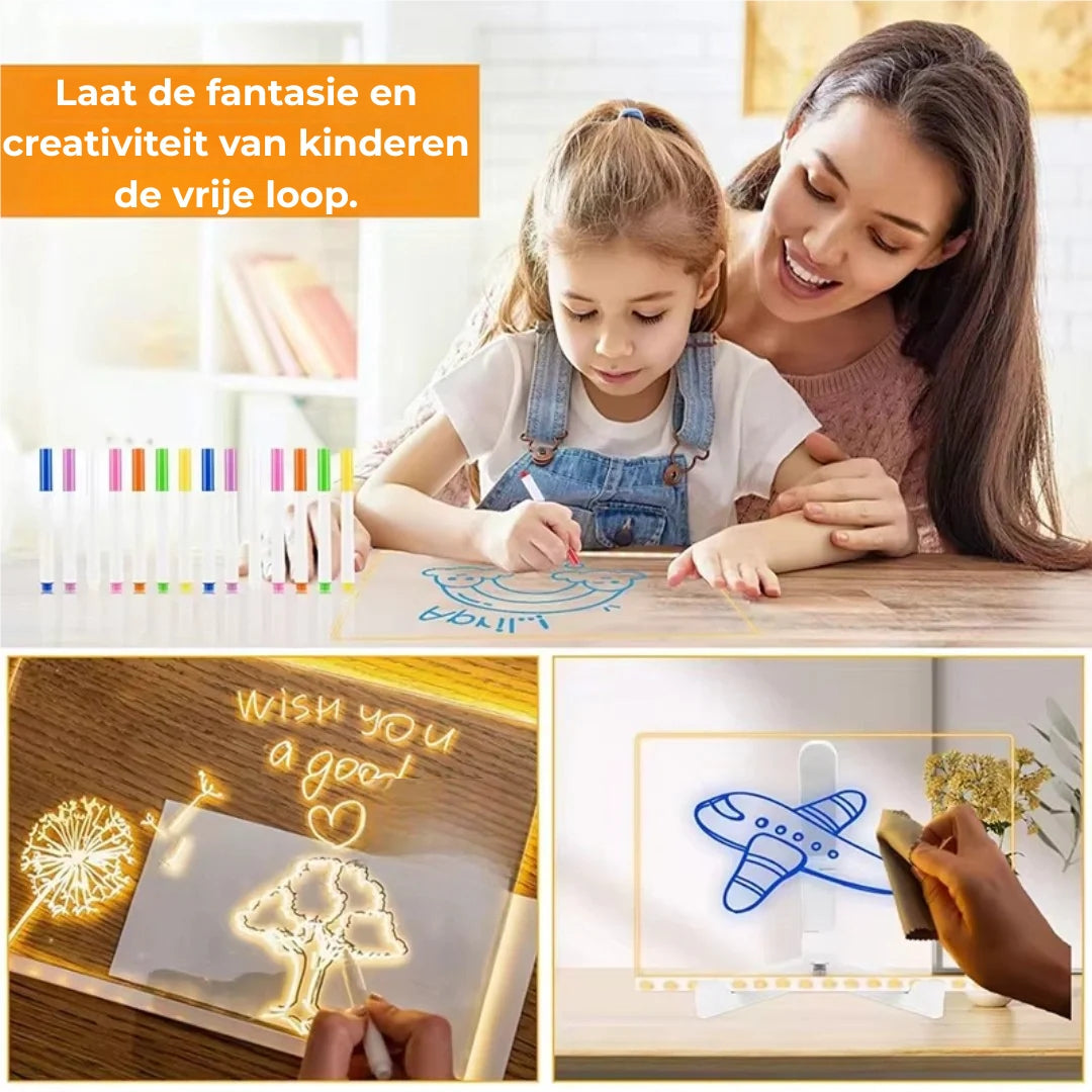 Zeichentablett - LED-Zeichentafel mit leuchtenden Filzstiften