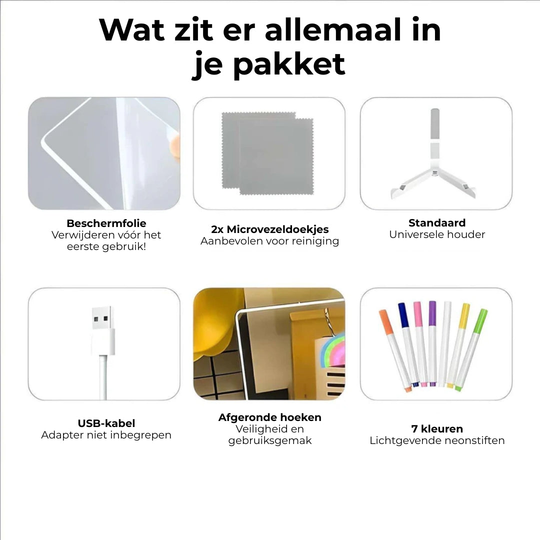 Zeichentablett - LED-Zeichentafel mit leuchtenden Filzstiften