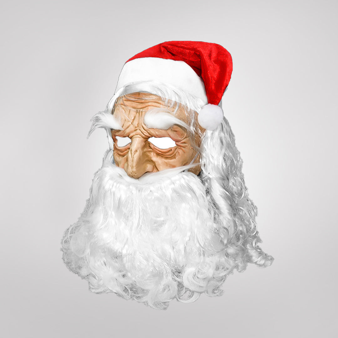 Realistische Weihnachtsmann-Maske, die Gesicht, Hals und Brust bedeckt