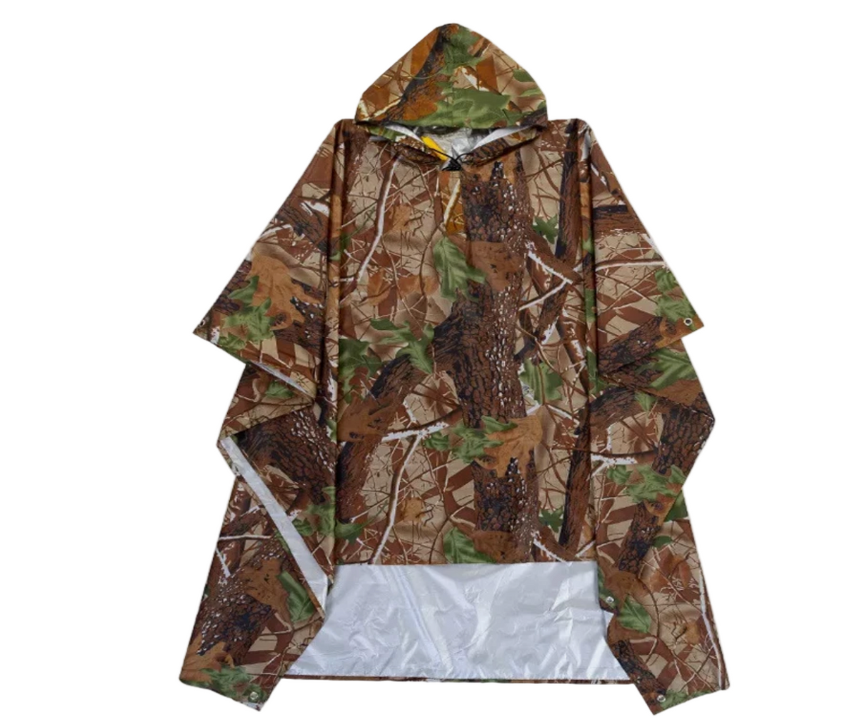 Regenponcho im Militärstil mit Kapuze
