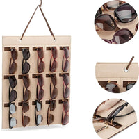 Organizer | Wandmontierter Brillenhalter | Zusammenklappbare Aufbewahrungstasche für Sonnenbrillen | Platzsparend und staubdicht | 42 × 38 cm