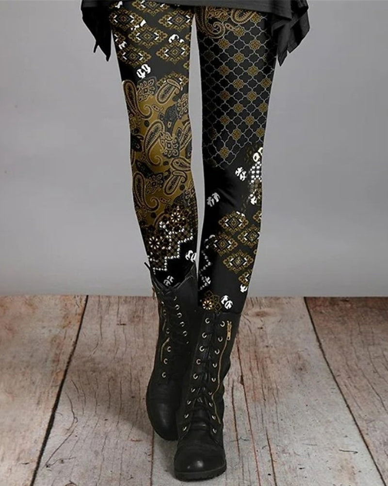 Retro Boho-Leggings mit Ethno-Muster