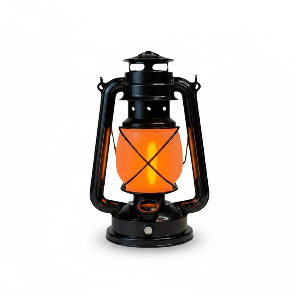 Retro Campinglaterne – Wiederaufladbare Vintage LED-Zeltlampe mit Flammeneffekt