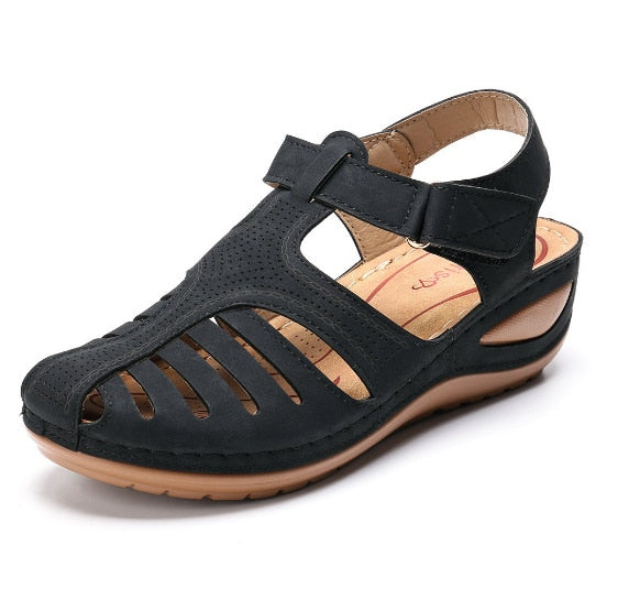 Orthopädische Retro-Ledersandalen