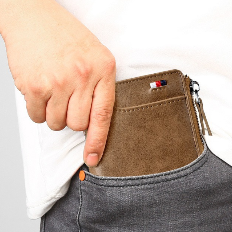 RFID-geschütztes Herren-Portemonnaie aus echtem Leder