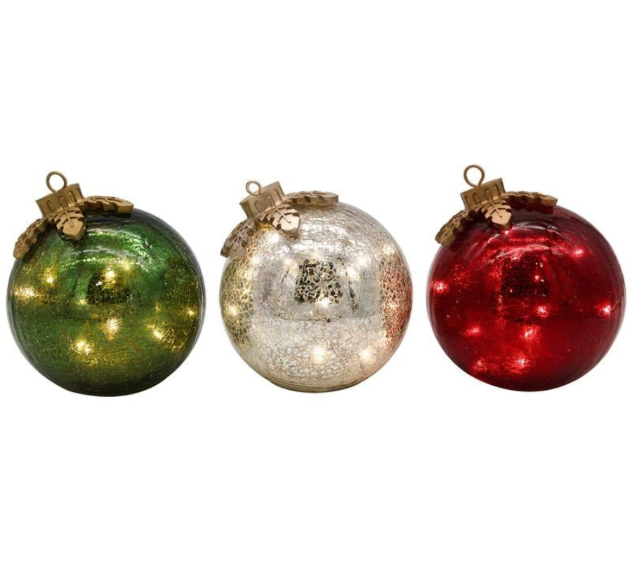 LED-Weihnachtskugeln aus Craquelé-Glas – Leuchtende Christbaumanhänger für die Weihnachtsdekoration