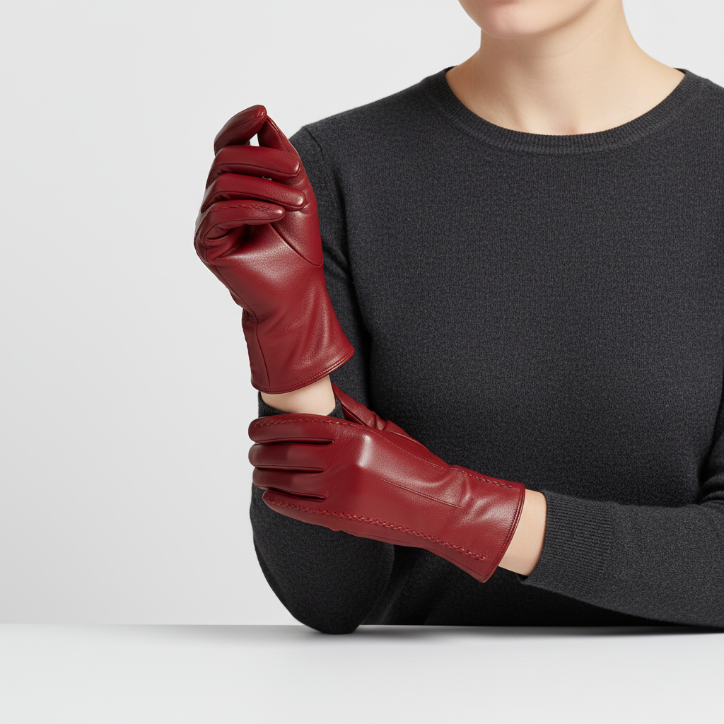 Kurze Kunstlederhandschuhe
