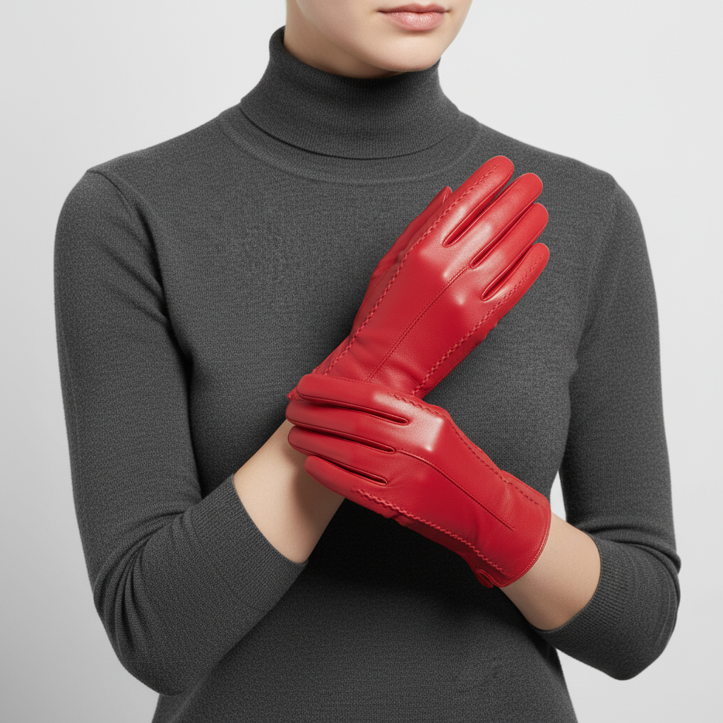 Kurze Kunstlederhandschuhe
