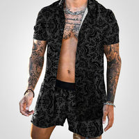 Zweiteiliges Set aus kurzärmeligem Hemd und weiten Shorts